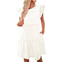 luvamia 2025 Denim Dress for Women Summer Babydoll Sleeveless Ruffle Sleeve Mini Dresses Loose Flowy Swing Pleated Dress