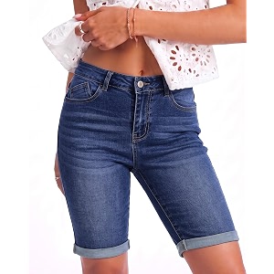 luvamia Bermuda Jean Shorts Women High Rise