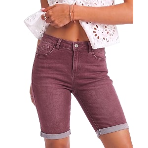 luvamia Bermuda Jean Shorts Women High Rise