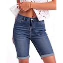 luvamia Bermuda Jean Shorts Women High Rise