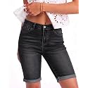 luvamia Bermuda Jean Shorts Women High Rise