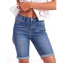 luvamia Bermuda Jean Shorts Women High Rise