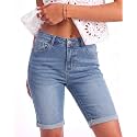 luvamia Bermuda Jean Shorts Women High Rise