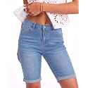luvamia Bermuda Jean Shorts Women High Rise