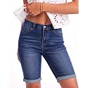 luvamia Bermuda Jean Shorts Women High Rise