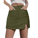 luvamia Jean Skort Women High Waisted Stretchy Denim Mini Skirt Side Slit