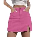 luvamia Jean Skort Women High Waisted Stretchy Denim Mini Skirt Side Slit