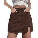 luvamia Jean Skort Women High Waisted Stretchy Denim Mini Skirt Side Slit