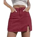 luvamia Jean Skort Women High Waisted Stretchy Denim Mini Skirt Side Slit