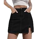 luvamia Jean Skort Women High Waisted Stretchy Denim Mini Skirt Side Slit