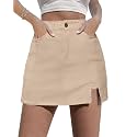luvamia Jean Skort Women High Waisted Stretchy Denim Mini Skirt Side Slit