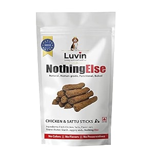 luvin nothing else  chicken sattu sticks 150 gms  baked treats for dogs and cats  human-grade  no colors  no flavors  no preservativesall life stages