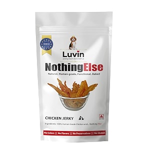 luvin nothing else  strip chicken jerky 70g  baked treats for dogs and cats  human-grade  no colors  no flavors  no preservatives all life stages