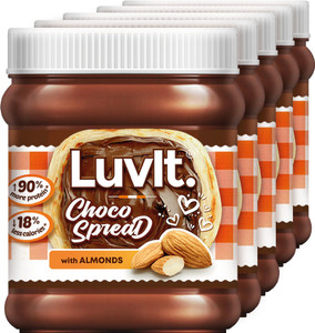 luvit choco spread with almond  smooth  delicious  90 more protein  1550 g pack of 5