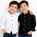 LUVITUS Boys Solid Casual White Black Shirt