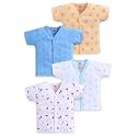 LuvLap Baby Boys &amp; Baby Girls Regular Fit 100% Cotton Half Sleeve Jhabla Pack of 4