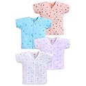 LuvLap Baby Boys &amp; Baby Girls Regular Fit 100% Cotton Half Sleeve Jhabla Pack of 4