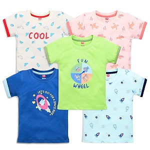 luvlap baby boys regular fit 100 cotton half sleeve boys t-shirt pack of 5