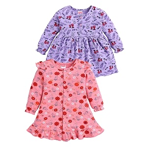 luvlap baby girls 100 cotton full sleeve girl frock pack of 2