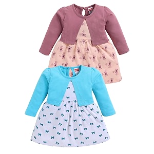 luvlap baby girls 100 cotton full sleeve girl frock pack of 2