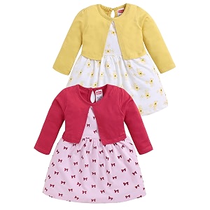 luvlap baby girls 100 cotton full sleeve girl frock pack of 2
