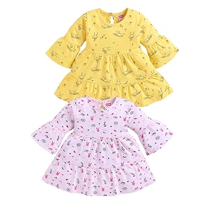 luvlap baby girls 100 cotton full sleeve girl frock pack of 2