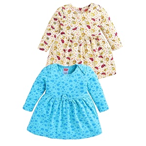 luvlap baby girls 100 cotton full sleeve girl frock pack of 2