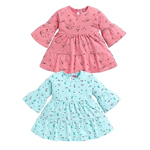 luvlap baby girls 100 cotton full sleeve girl frock pack of 2
