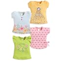 LuvLap Baby Girls 100% Cotton Half Sleeve Girls Top Pack of 4