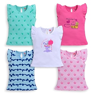 luvlap baby girls regular fit 100 cotton half sleeves girls top pack of 5