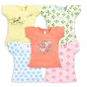 LuvLap Baby Girls Regular Fit 100% Cotton Half Sleeves Girls Top Pack of 5