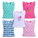 LuvLap Baby Girls Regular Fit 100% Cotton Half Sleeves Girls Top Pack of 5