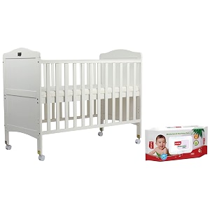 luvlap cot c-65 wooden baby cotcrib sofa bed for kids with mattress for babies made of new zealand pine wood 3 level height adjustment grey amp paraben free wipes 72 wipes with lid pack
