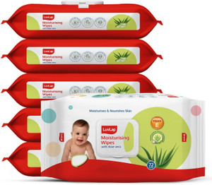 luvlap paraben free wipes for baby with aloe vera with lid pack of 6