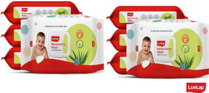 luvlap paraben free wipes for baby with aloe vera with lid pack of 8 576 wipes