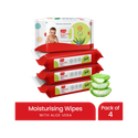 LuvLap Paraben Free wipes for baby with Aloe Vera, 72 wipes/pack with Lid