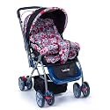 LuvLap Starshine Baby Stroller / Pram for 0 to 3 Years, New Born / Toddler / Kid, Lightweight, Adjustable backrest, 360° Swivel Wheel, Large storage basket, Reversible Handlebar (Light Red)