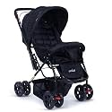 LuvLap Starshine Baby Stroller/Pram for 0 to 3 Years, New Born/Toddler/Kid, Lightweight, Adjustable backrest, 360° Swivel Wheel, Large Storage Basket, Reversible Handlebar (Black)