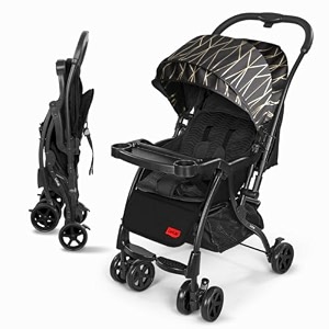 luvlap sunshine plus strollerpram with reversible handlebar 5 point harness 3 level recline adjustment compact and easy fold for newborn babykids 0-3 years black