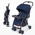 Luvlap Sunshine Plus Stroller/Pram with Reversible Handlebar, 5 Point Harness, 3 Level Recline Adjustment, Compact and Easy Fold, for Newborn Baby/Kids, 0-3 Years (Blue)