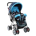 LuvLap Sunshine Baby Stroller/Pram for 0 to 3 Years, New Born/Toddler/Kid, 5 Point Safety Harness, Adjustable backrest, 360° Swivel Wheel, Large Storage Basket, Reversible Handlebar (Blue)