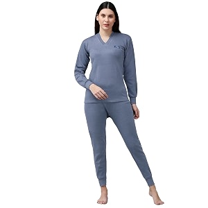 lux cott39s wool women39s v neck full sleeves upper and lower thermal set  thermal set for women39s