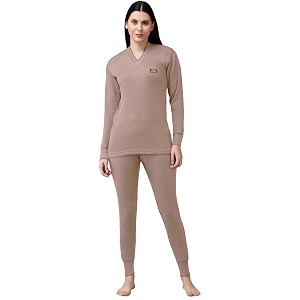lux cott39s wool women39s v neck full sleeves upper and lower thermal set  thermal set for women39s