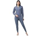Lux Cott's Wool Women's V Neck Full Sleeves Upper and Lower Thermal Set | Thermal Set for Women's