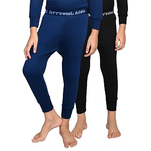 lux cottswool pack of 2 black amp blue kids winter wear thermal trouser for boys amp girlssize  45cm