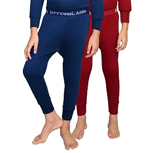 lux cottswool pack of 2 maroon amp blue kids winter wear thermal trouser for boys amp girlssize  70cm