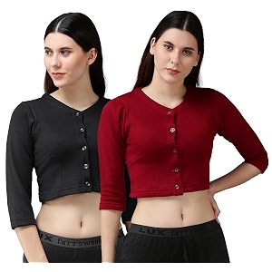lux cottswool women39s solid regular cottswool_blouse_black amp maroon 95