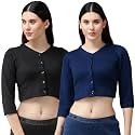 Lux Cottswool Women's Solid Regular (Cottswool_Blouse_Black &amp; Maroon 100)