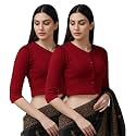 Lux Cottswool Women's Solid Regular (Cottswool_Blouse_Black &amp; Maroon 100)