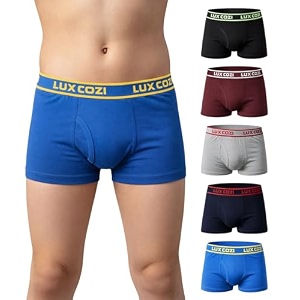 lux cozi bigshot boys solid super combed cotton trunk  outer elastic semi long underwear for kids  soft amp comfortable  color may vary - pack of 6